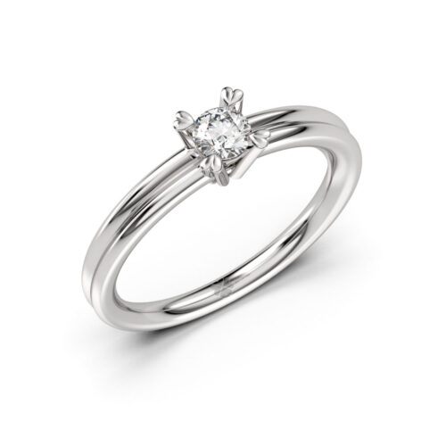 Anillo de Compromiso Solitario Ardentys Oro Blanco 18kt Anillo de compromiso ARDENTYS en oro blanco 18k Fairmined o platino responsable 950 con diamante de 20 o 30 puntos originario de Canadá