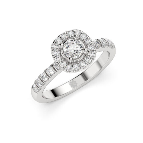 Anillo de compromiso AELLO en oro blanco 18k Fairmined o platino responsable 950 con diamante de 25 o 30 puntos originario de Canadá