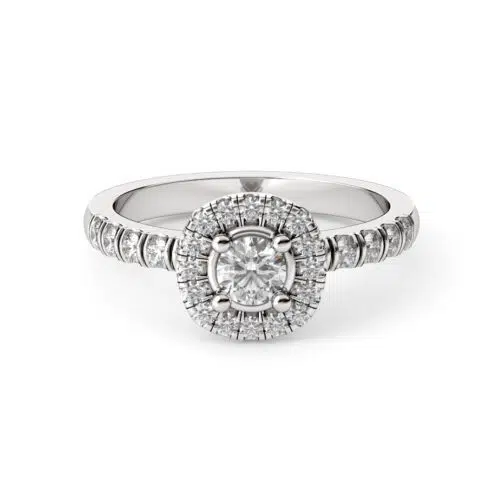 Anillo de compromiso AELLO en oro blanco 18k Fairmined o platino responsable 950 con diamante de 25 o 30 puntos originario de Canadá