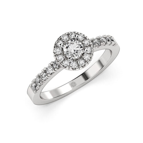 Anillo de compromiso AETHER en oro blanco 18k Fairmined o platino responsable 950 con diamante de 20 o 30 puntos originario de Canadá