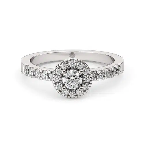 Anillo de compromiso AETHER en oro blanco 18k Fairmined o platino responsable 950 con diamante de 20 o 30 puntos originario de Canadá