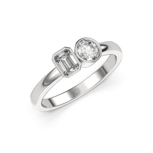 Anillo de Compromiso Duetto Anfítrite Oro Blanco 18kt Anillo de compromiso ANFÍTRITE en oro blanco 18k Fairmined o platino responsable 950 con diamante de 30 puntos de origen en laboratorio
