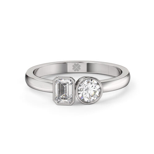 Anillo de Compromiso Duetto Anfítrite Oro Blanco 18kt Anillo de compromiso ANFÍTRITE en oro blanco 18k Fairmined o platino responsable 950 con diamante de 30 puntos de origen en laboratorio