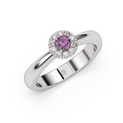 Anillo de Compromiso Halo Aura Purple Platino
