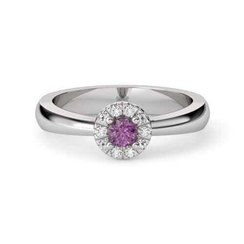Anillo de Compromiso Halo Aura Purple Oro Blanco 18kt
