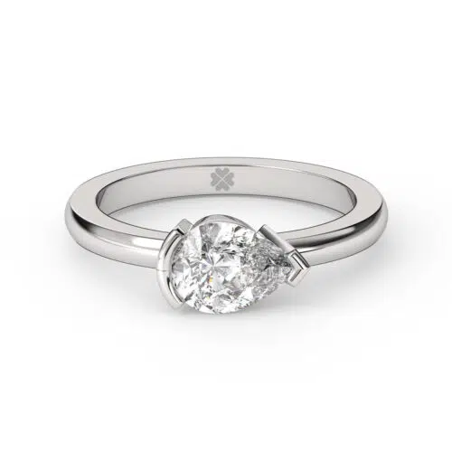 Anillo de compromiso AURIS en oro blanco 18k Fairmined o platino responsable 950 con diamante de laboratorio disponible en tamaños de 100, 150 o 200 puntos