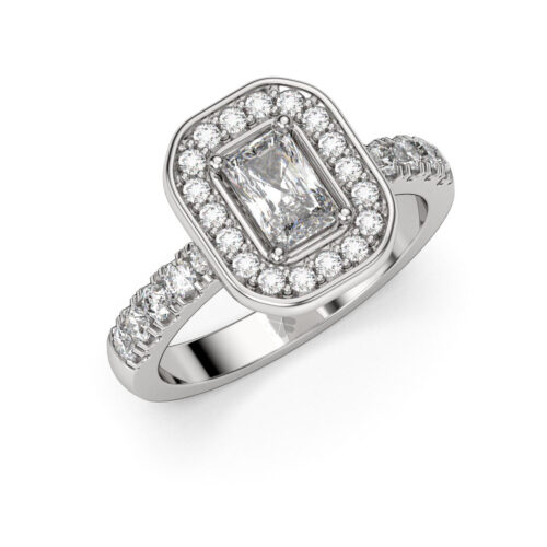 Anillo de compromiso Boreal en oro blanco 18k Fairmined o platino responsable 950 con diamante de 50 puntos originario de Canadá