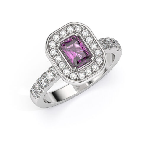 Anillo de Compromiso Halo Boreal Purple Platino