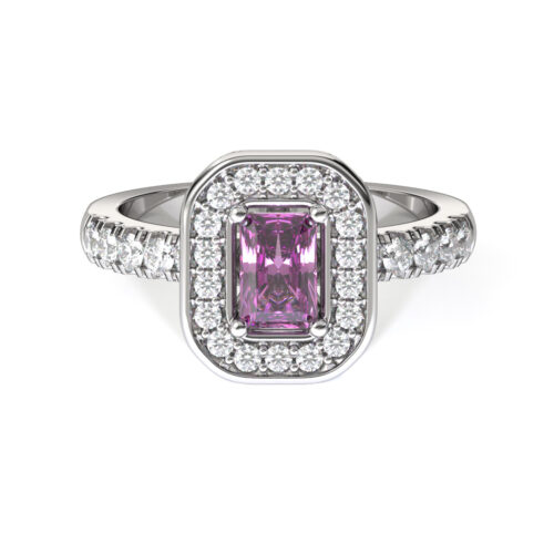 Anillo de Compromiso Halo Boreal Purple Oro Blanco 18kt