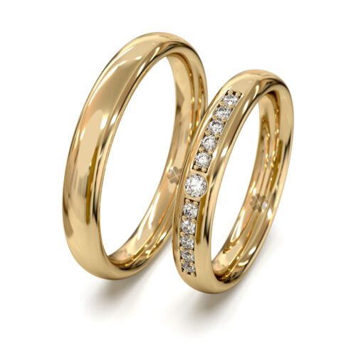 Argollas de Matrimonio Button Light Oro Miel 18kt Argollas de Matrimonio Button Light Oro Miel 18kt