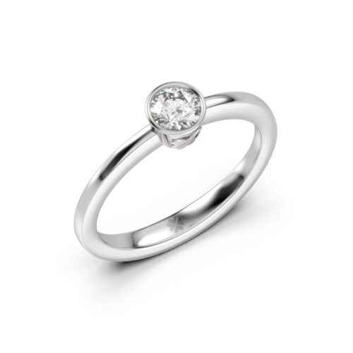 Anillo de Compromiso Solitario Cirene Oro Blanco 18kt Anillo de compromiso CIRENE en oro blanco 18k Fairmined o platino responsable 950 con diamante de laboratorio disponible en 30, 50 o 100 puntos
