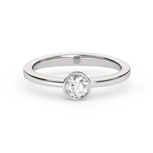 Anillo de compromiso CIRENE en oro blanco 18k Fairmined o platino responsable 950 con diamante de laboratorio disponible en 30, 50 o 100 puntos