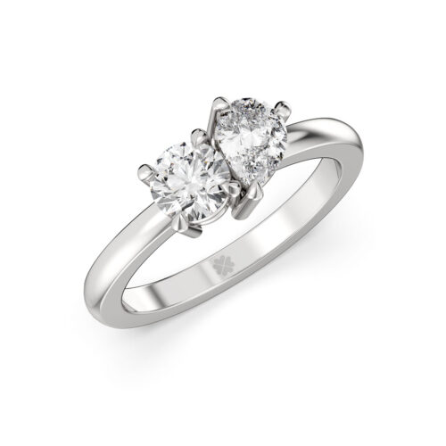 Anillo de Compromiso Duetto Caprys Oro Blanco 18kt Anillo de compromiso CAPRYS en oro blanco 18k Fairmined o platino responsable 950 con diamante de 50, 100 o 150 puntos de origen en laboratorio