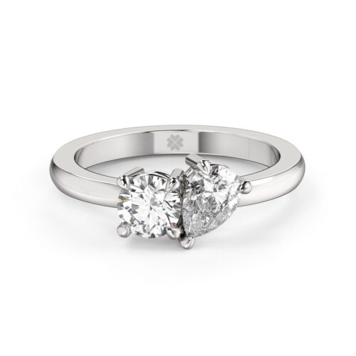 Anillo de Compromiso Duetto Caprys Oro Blanco 18kt Anillo de compromiso CAPRYS en oro blanco 18k Fairmined o platino responsable 950 con diamante de 50, 100 o 150 puntos de origen en laboratorio