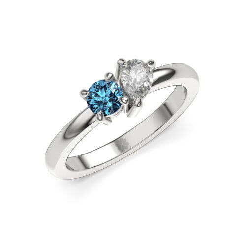 Anillo de compromiso CAPRYS BLUE en oro blanco 18k Fairmined o platino responsable 950 con diamante de 30, 50 o 100 puntos de origen en laboratorio