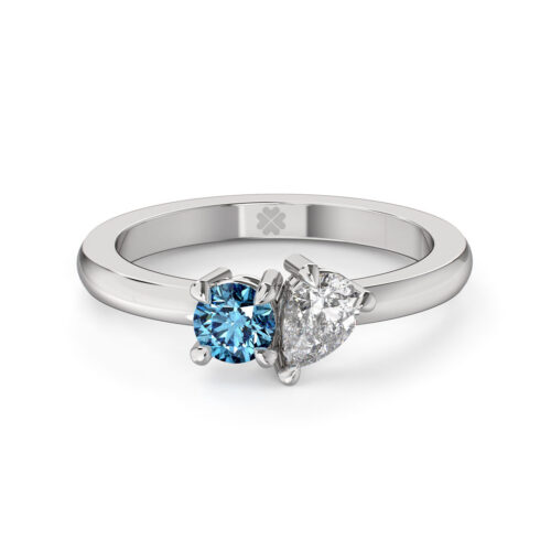 Anillo de compromiso CAPRYS BLUE en oro blanco 18k Fairmined o platino responsable 950 con diamante de 30, 50 o 100 puntos de origen en laboratorio