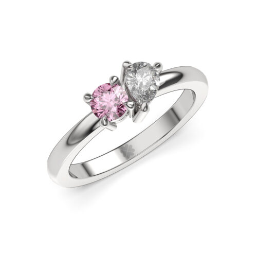 Anillo de compromiso CAPRYS PINK en oro blanco 18k Fairmined o platino responsable 950 con diamante de 30, 50 o 100 puntos de origen en laboratorio