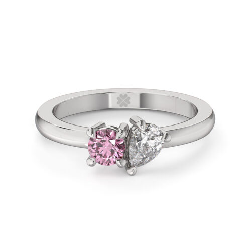Anillo de compromiso CAPRYS PINK en oro blanco 18k Fairmined o platino responsable 950 con diamante de 30, 50 o 100 puntos de origen en laboratorio