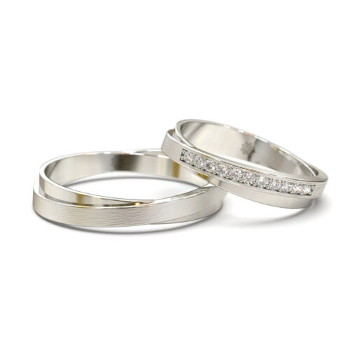 Argollas de Matrimonio Cross Plana W Oro Blanco 18kt o Platino Alternative view of Argollas de Matrimonio Cross Plana W Oro Blanco 18kt o Platino