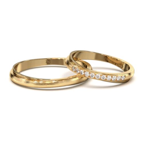 Argollas de Matrimonio Cross Round Oro Miel 18kt Alternative view of Argollas de Matrimonio Cross Round Oro Miel 18kt