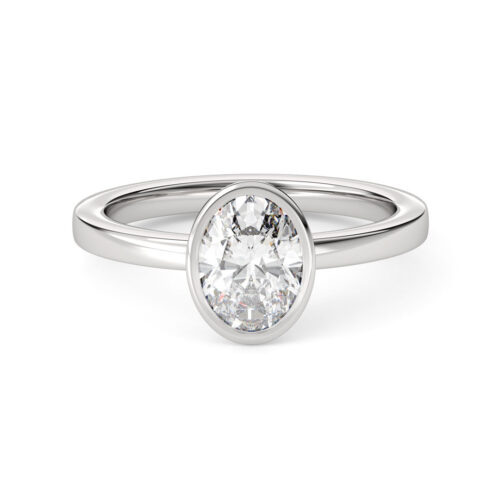 Anillo de Compromiso Solitario Dune Oro Blanco 18kt Anillo de compromiso CHLOE en oro blanco 18k Fairmined o platino responsable 950 con diamante de 100, 150 o 200 puntos de origen en laboratorio, mostrado en una mano femenina