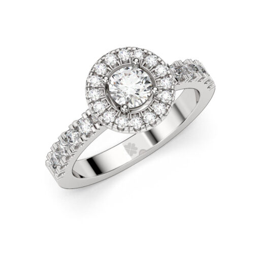 Anillo de compromiso EOS en oro blanco 18k Fairmined o platino responsable 950 con diamante de 40 o 50 puntos originario de Canadá