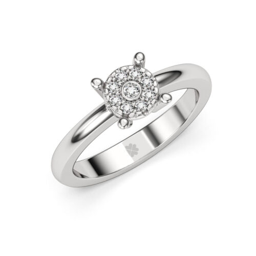 Anillo de Compromiso Halo Eolios Oro Blanco 18kt Anillo de compromiso EOLIOS en oro blanco 18k Fairmined o platino responsable 950 con diamante de 2 o 5 puntos originario de Canadá