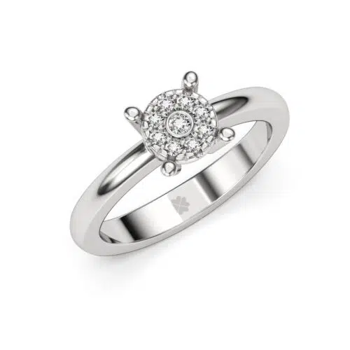 Anillo de compromiso EOLIOS en oro blanco 18k Fairmined o platino responsable 950 con diamante de 2 o 5 puntos originario de Canadá