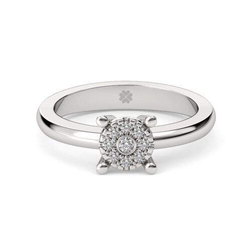 Anillo de Compromiso Halo Eolios Oro Blanco 18kt Anillo de compromiso EOLIOS en oro blanco 18k Fairmined o platino responsable 950 con diamante de 2 o 5 puntos originario de Canadá