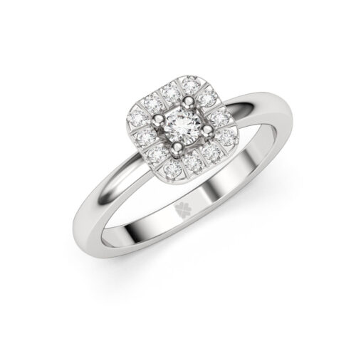 Anillo de Compromiso Halo Galea Oro Blanco 18kt Anillo de compromiso GALEA en oro blanco 18k Fairmined o platino responsable 950 con diamante de 10 o 15 puntos originario de Canadá