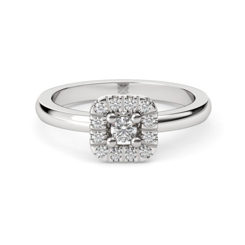 Anillo de Compromiso Halo Galea Oro Blanco 18kt Anillo de compromiso GALEA en oro blanco 18k Fairmined o platino responsable 950 con diamante de 10 o 15 puntos originario de Canadá