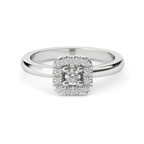 Anillo de compromiso GALEA en oro blanco 18k Fairmined o platino responsable 950 con diamante de 10 o 15 puntos originario de Canadá