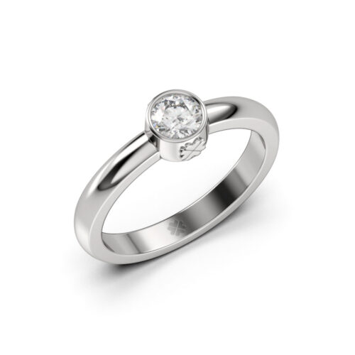 Anillo de Compromiso Solitario Hera Oro Blanco 18kt Anillo de compromiso HERA en oro blanco 18k Fairmined o platino responsable 950 con diamante de 30, 50 o 100 puntos creado en laboratorio