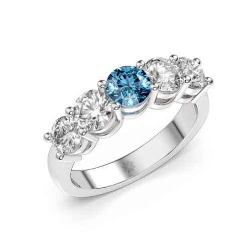 Anillo de Compromiso Quintillo Hibiscus Blue Platino