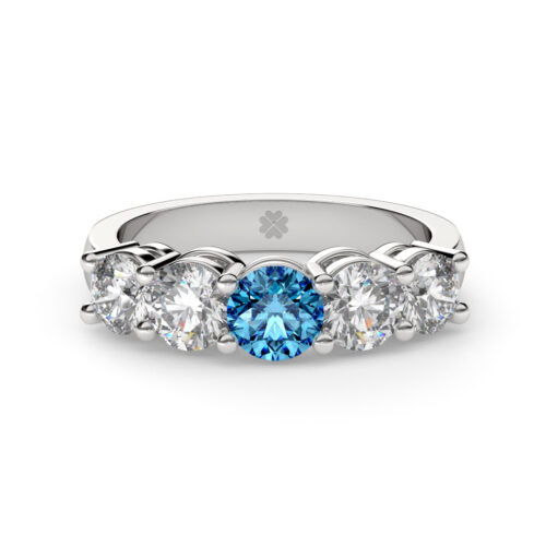 Anillo de Compromiso Quintillo Hibiscus Blue Oro Blanco 18kt