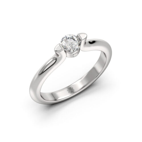 Anillo de Compromiso Solitario Imber Oro Blanco 18kt Anillo de compromiso IMBER en oro blanco 18k Fairmined o platino responsable 950, disponible con diamantes de 30, 50 o 100 puntos de origen en laboratorio