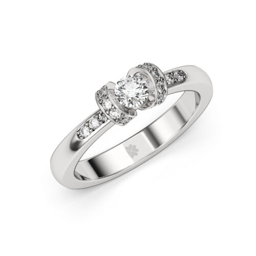 Anillo de Compromiso Solitario Iris Oro Blanco 18kt Anillo de compromiso IRIS en oro blanco 18k Fairmined o platino responsable 950 con diamante de 20 o 25 puntos originario de Canadá