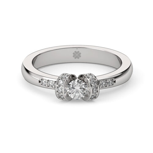 Anillo de Compromiso Solitario Iris Oro Blanco 18kt Anillo de compromiso IRIS en oro blanco 18k Fairmined o platino responsable 950 con diamante de 20 o 25 puntos originario de Canadá