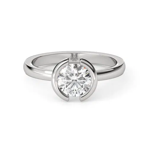 Anillo de compromiso ISIS en oro blanco 18k Fairmined o platino responsable 950 con diamante de 100, 150 o 200 puntos de origen en laboratorio"