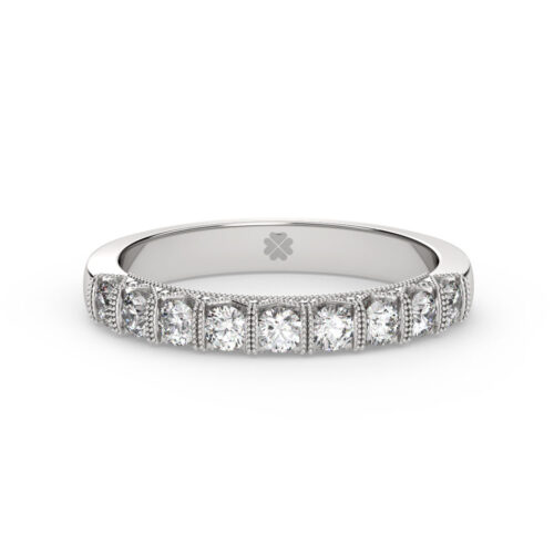 Anillo de Compromiso Cintillo Lucida Oro Blanco 18kt Anillo de compromiso LUCIDA en oro blanco 18k Fairmined o platino responsable 950 con diamante de 5 puntos originario de Canadá