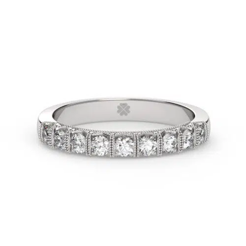 Anillo de compromiso LUCIDA en oro blanco 18k Fairmined o platino responsable 950 con diamante de 5 puntos originario de Canadá