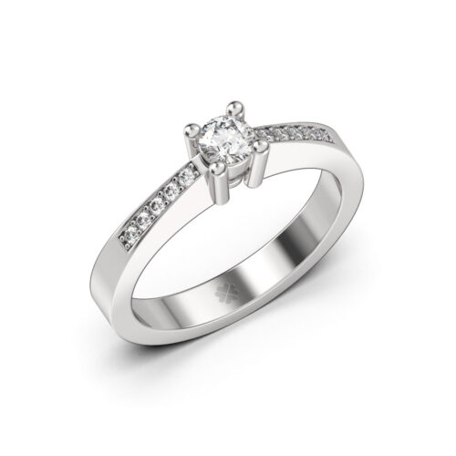 Anillo de Compromiso Solitario Luminis Oro Blanco 18kt Anillo de compromiso LUMINIS en oro blanco 18k Fairmined o platino responsable 950 con diamante de 20 o 30 puntos originario de Canadá