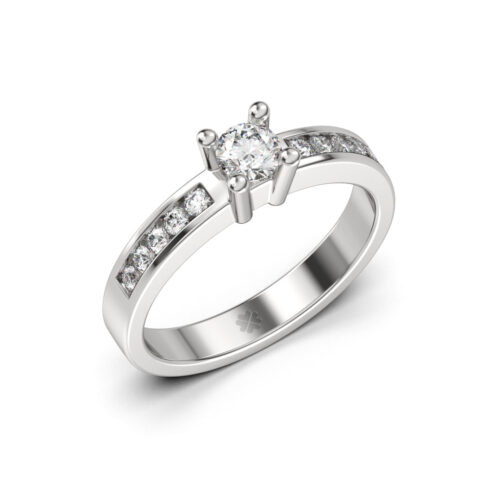 Anillo de Compromiso Solitario Lux Oro Blanco 18kt Anillo de compromiso LUX en oro blanco 18k Fairmined o platino responsable 950 con diamante de 25 o 30 puntos originario de Canadá