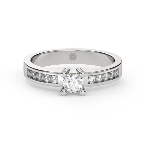 Anillo de Compromiso Solitario Lux Oro Blanco 18kt Anillo de compromiso LUX en oro blanco 18k Fairmined o platino responsable 950 con diamante de 25 o 30 puntos originario de Canadá