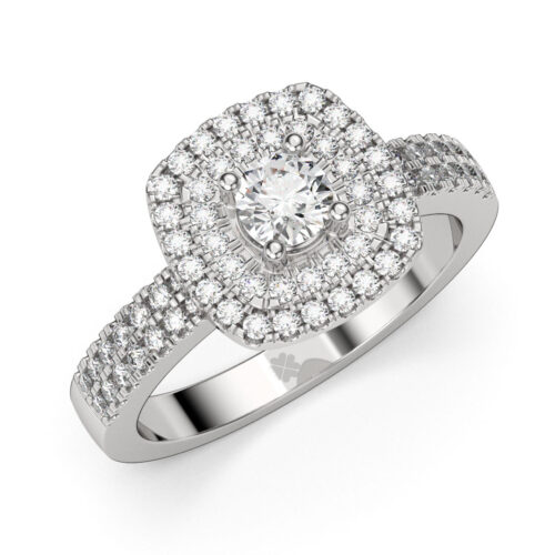 Anillo de compromiso LACTIA en oro blanco 18k Fairmined o platino responsable 950 con diamante de 40 o 50 puntos originario de Canadá