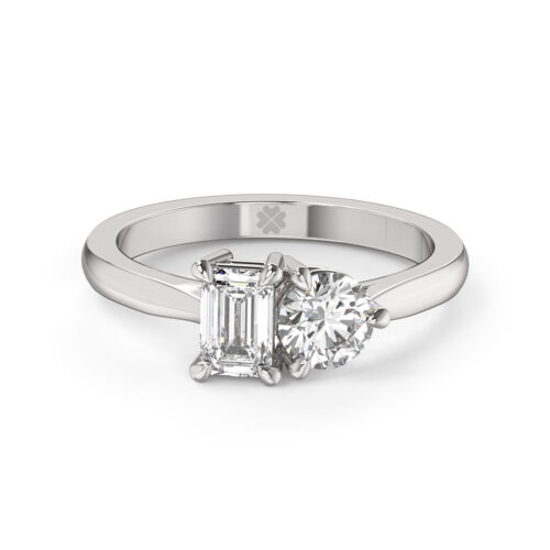 Anillo de Compromiso Duetto Lutum Oro Blanco 18kt Anillo de compromiso LUTUM en oro blanco 18k Fairmined o platino responsable 950 con diamante de 50, 100 o 150 puntos de origen en laboratorio