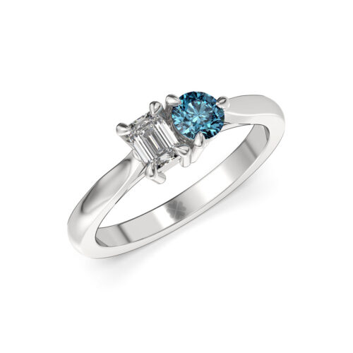 Anillo de Compromiso Duetto Lutum Blue Oro Blanco 18kt Anillo de compromiso LUTUM BLUE en oro blanco 18k Fairmined o platino responsable 950 con diamante de 30, 50 o 100 puntos de origen en laboratorio