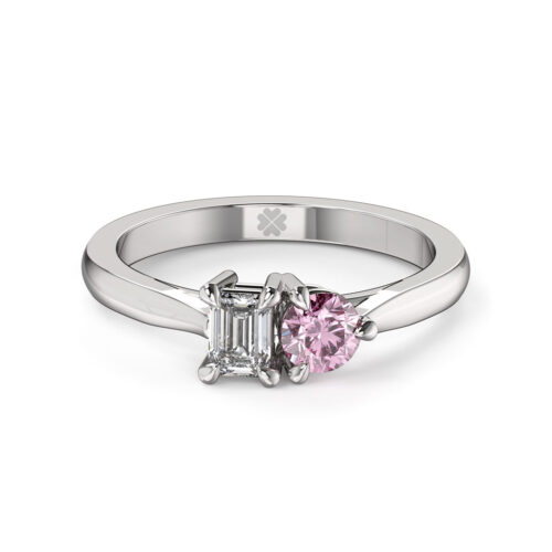 Anillo de Compromiso Duetto Lutum Pink Oro Blanco 18kt Anillo de compromiso LUTUM PINK en oro blanco 18k Fairmined o platino responsable 950 con diamante de 30, 50 o 100 puntos de origen en laboratorio
