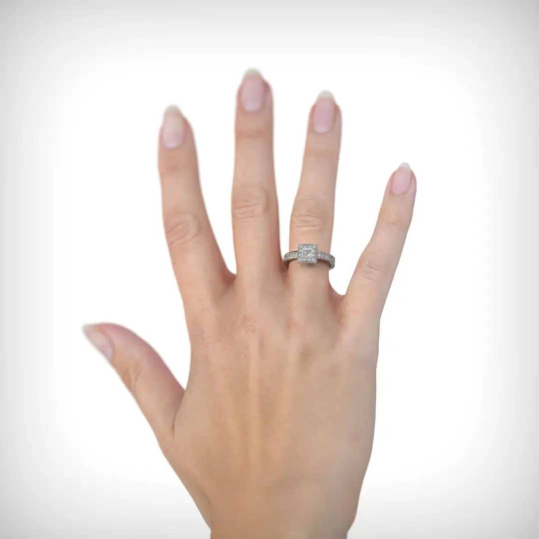 Anillo de Compromiso Halo Aevum Oro Blanco 18KT Anillo de Compromiso Halo Aevum Oro Blanco 18KT - Imagen 2