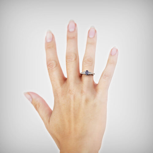 Alternative view of Anillo de Compromiso Tricillo Ember Blue Platino